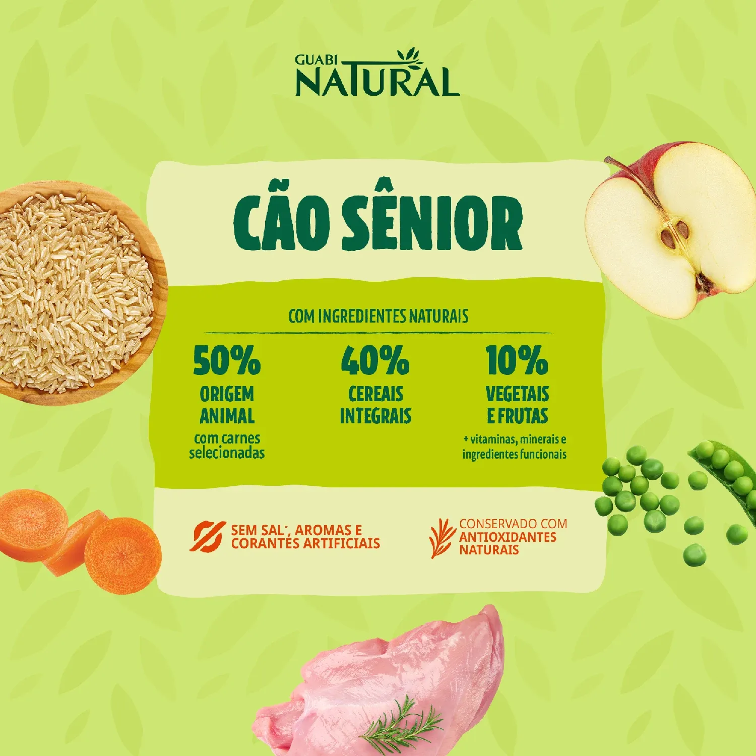 Racao Guabi Natural Caes Senior Porte Medio e Grande Frango e Arroz Integral 4